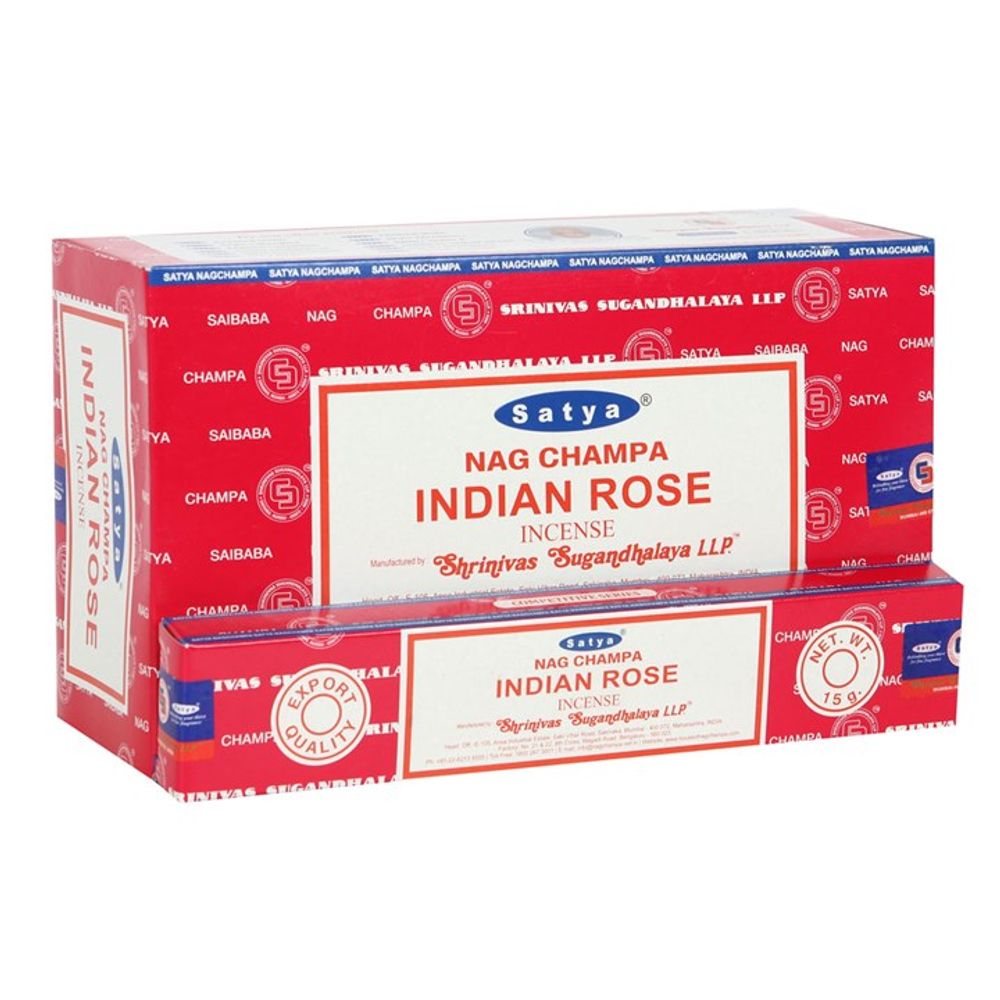 Set of 12 Packets of Satya Indian Rose Incense Sticks N/A