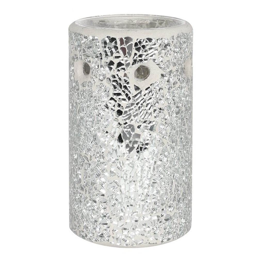 Silver Pillar Crackle Glass Oil Burner N/A