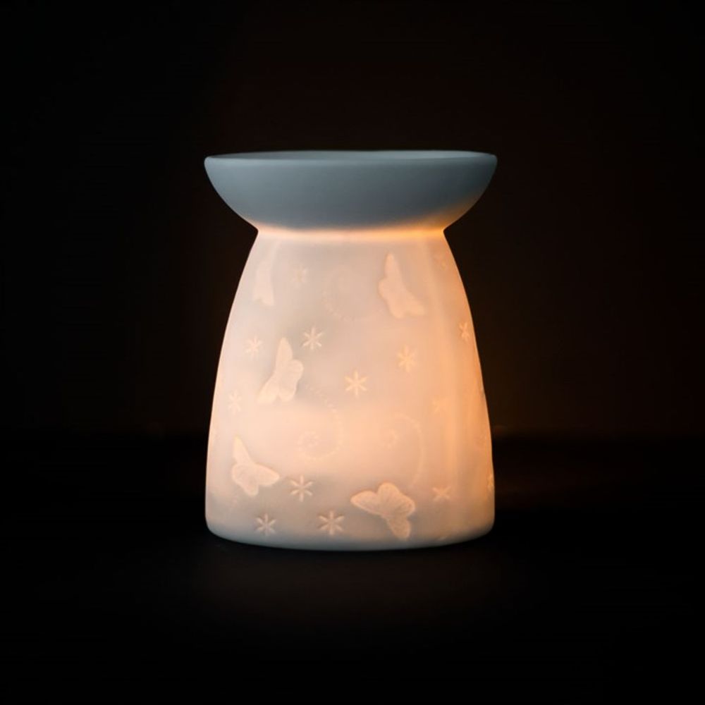 White Ceramic Butterfly Oil Burner N/A