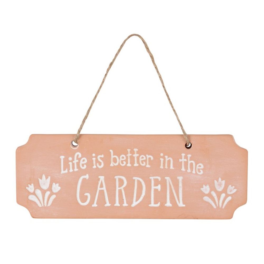 Life Is Better In The Garden Terracotta Hanging Sign N/A