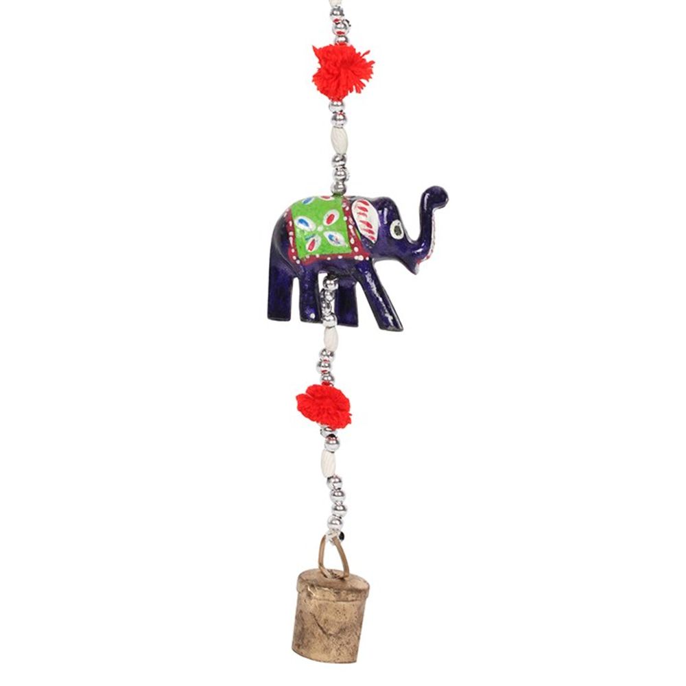 Wooden Hanging Elephant Decoration with Bell N/A