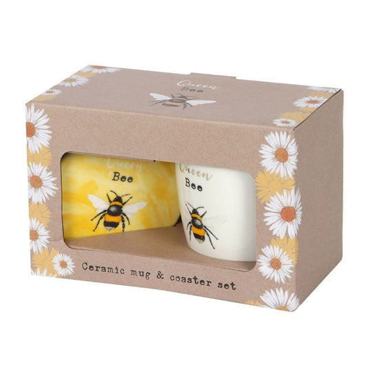 Queen Bee Ceramic Mug and Coaster Set N/A