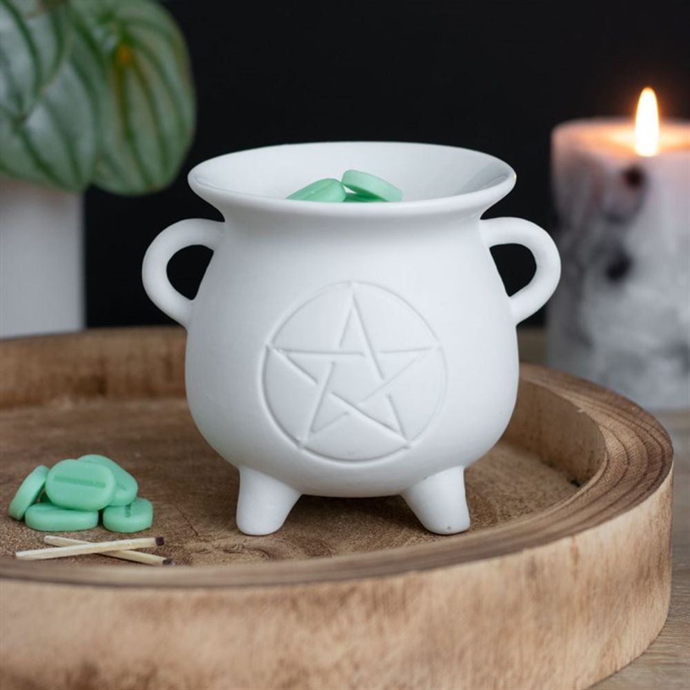 White Pentagram Cauldron Oil Burner N/A