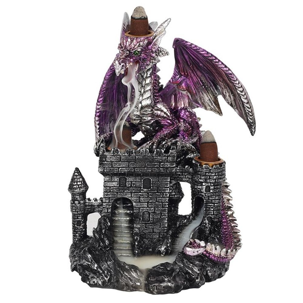 Purple Dragon on Castle Backflow Incense Burner N/A