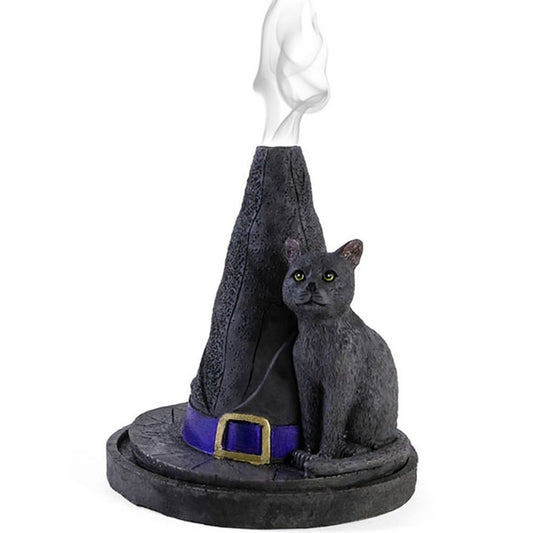 Witch Hat With Cat Incense Cone Holder N/A