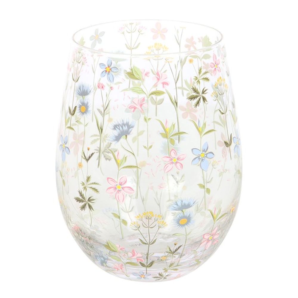 Floral Print Stemless Glass N/A