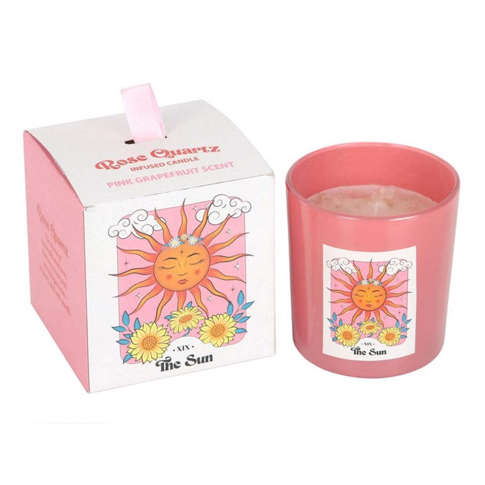 The Sun Rose Quartz Crystal Chip Candle N/A