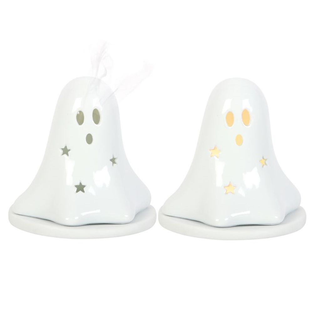 Ceramic Ghost Tealight and Incense Cone Holder N/A