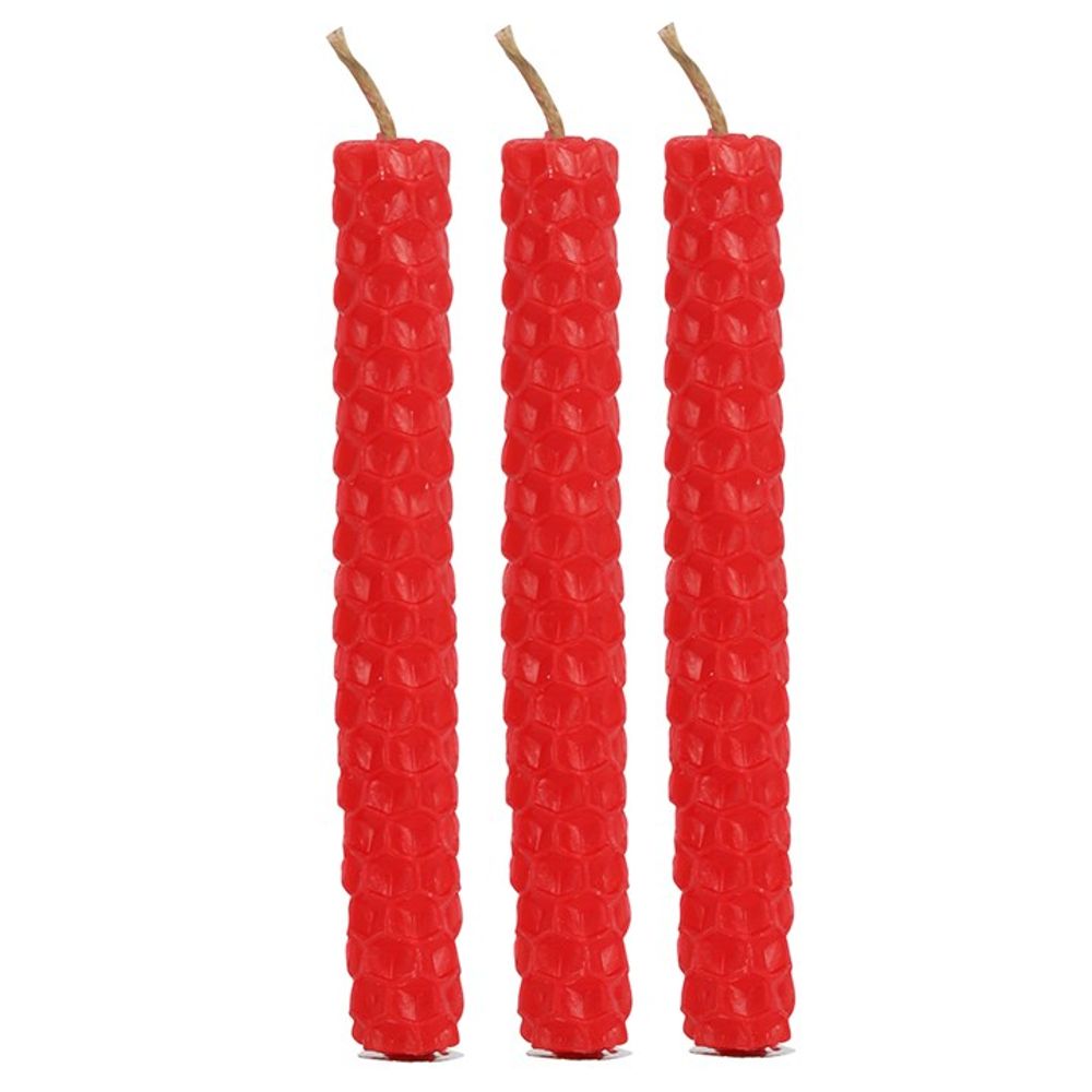 Set of 6 Red Beeswax Spell Candles N/A