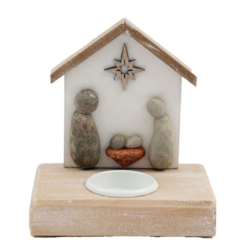 Pebble Nativity Tealight Candle Holder N/A