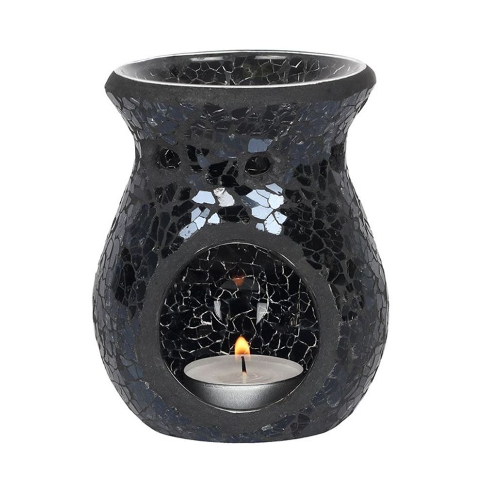 Small Black Crackle Glass Oil Burner N/A