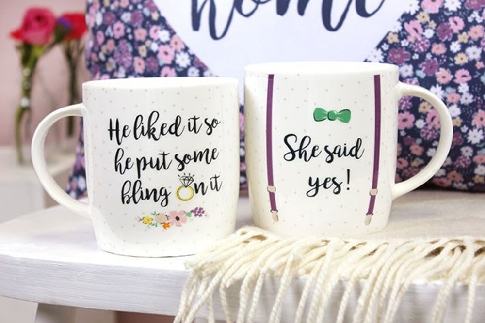 Set of 2 She Said Yes Mugs N/A