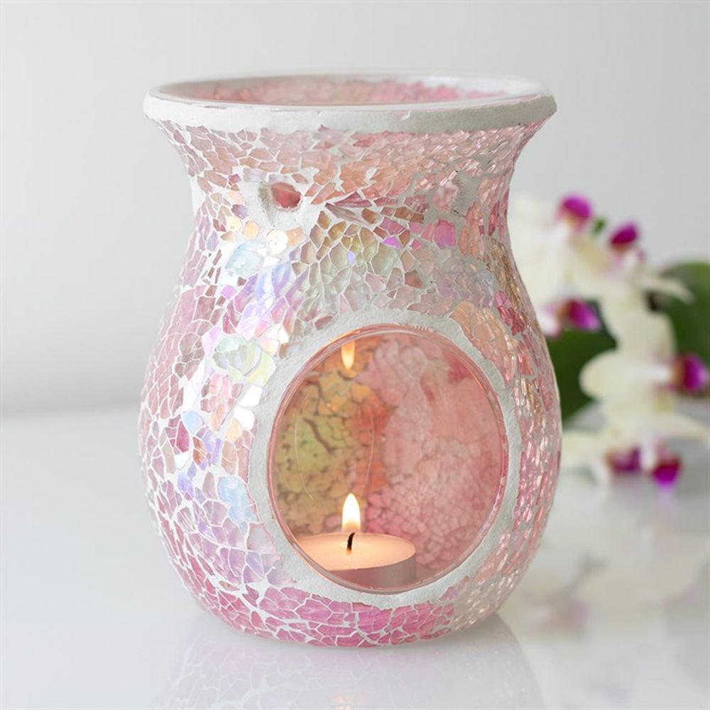 Large Pink Iridescent Crackle Oil Burner N/A