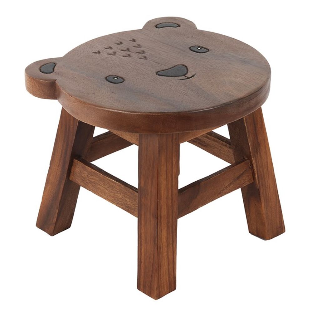 26cm Children's Wooden Bear Stool N/A