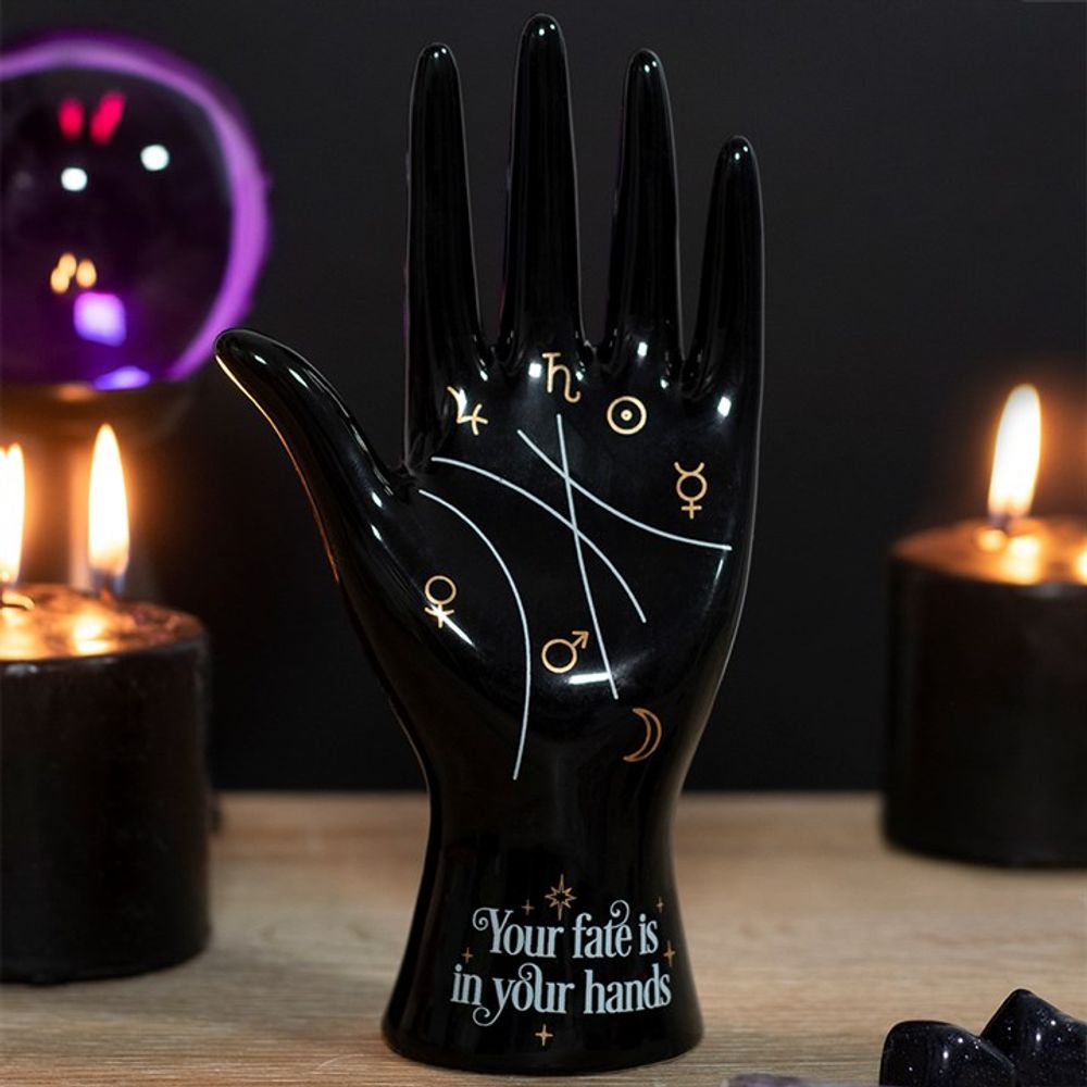 Black Ceramic Palmistry Hand Ornament N/A