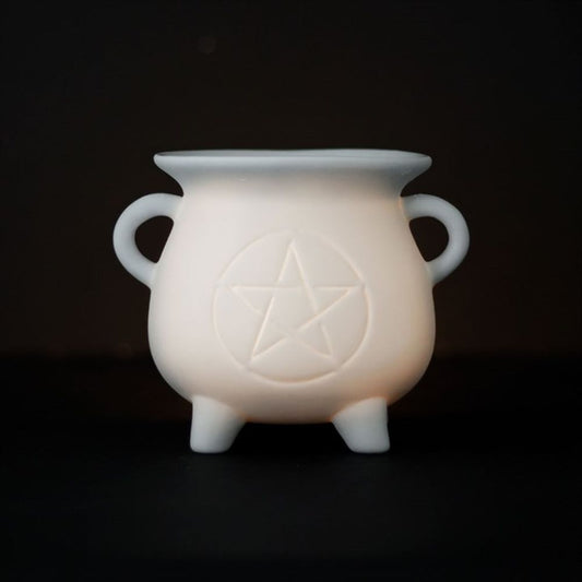 White Pentagram Cauldron Oil Burner N/A