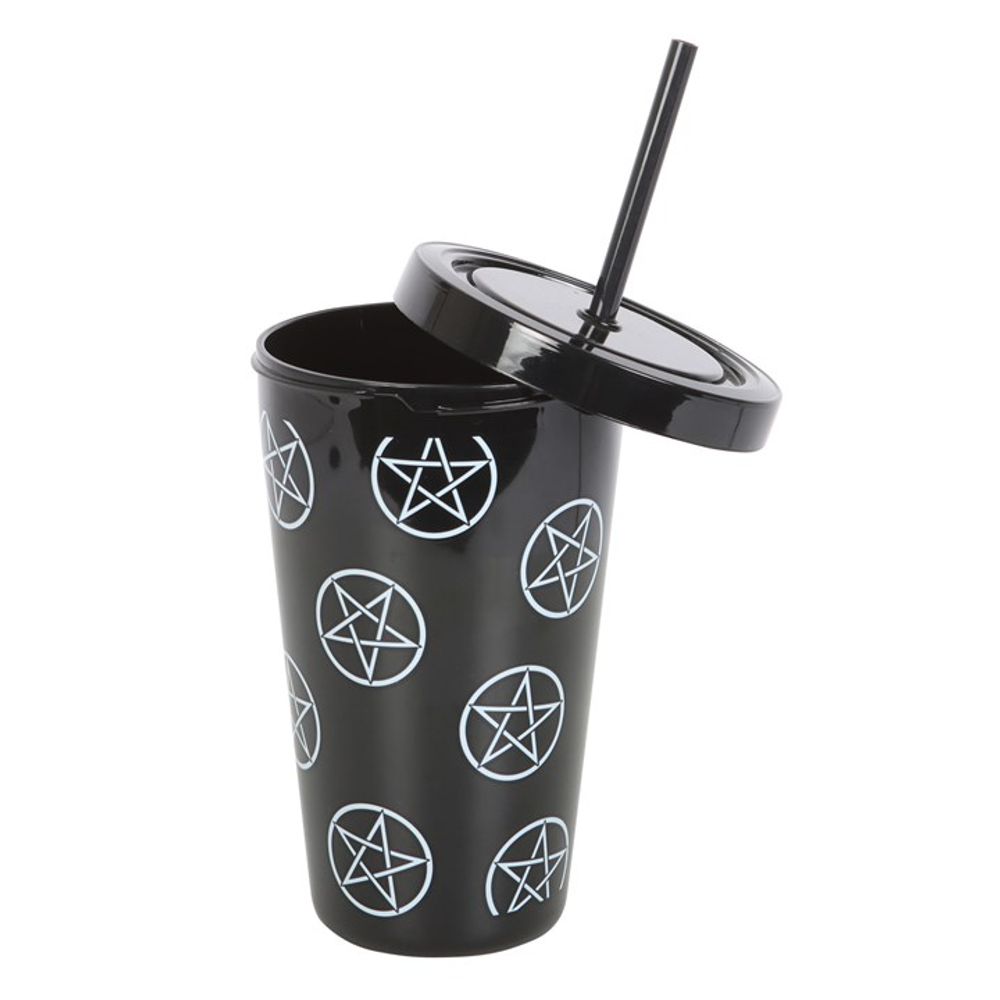 Pentagram Plastic Tumbler with Straw N/A