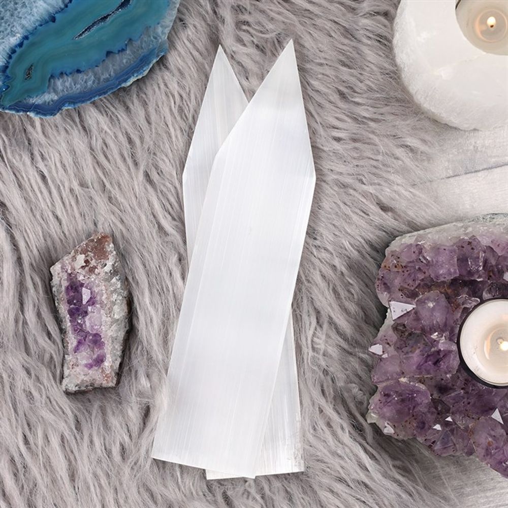 Selenite Flat Pointed Wand N/A