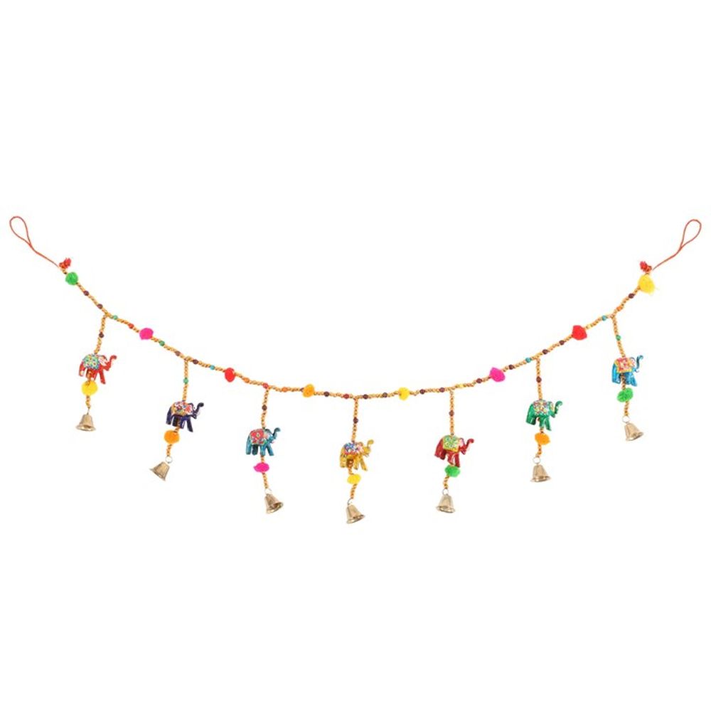 Hanging Elephant Garland with Beads and Bells N/A