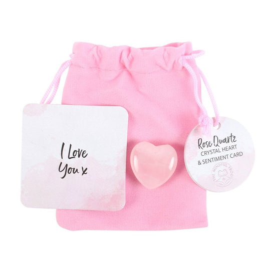 I Love You Rose Quartz Crystal Heart in a Bag N/A