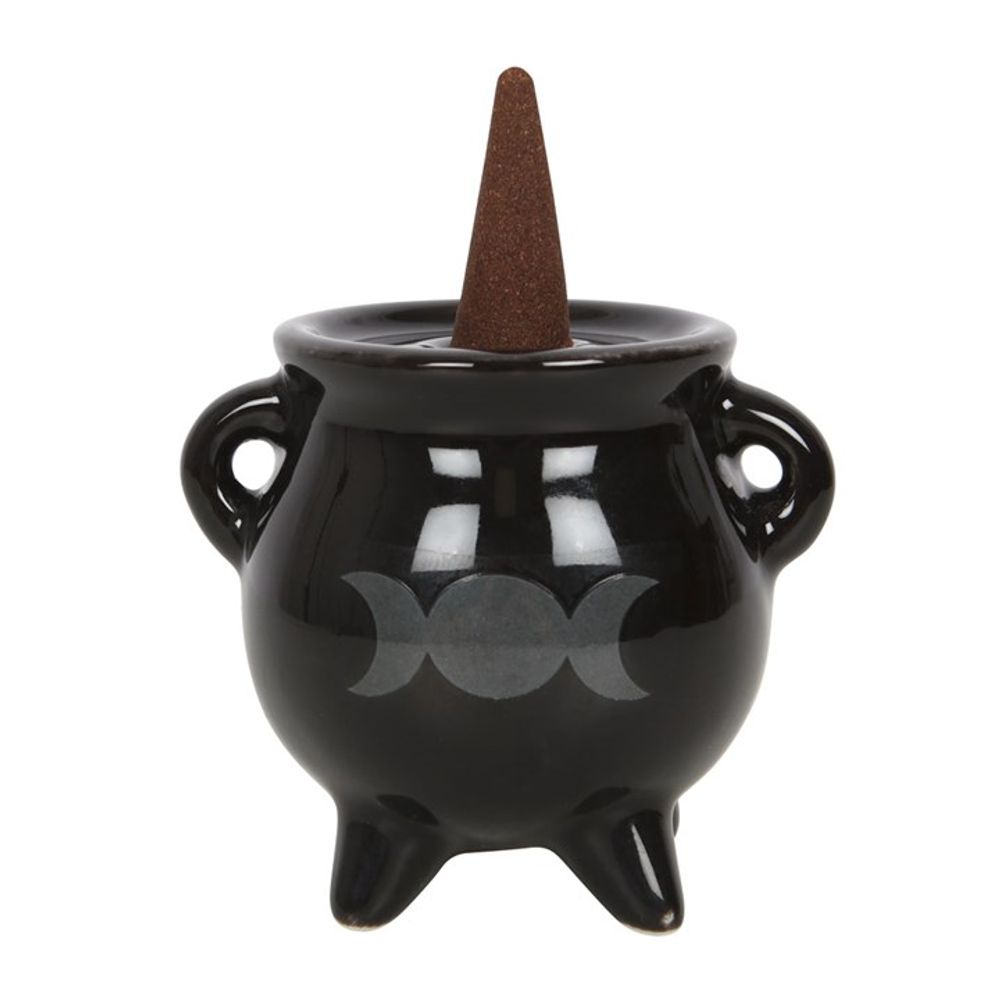 Triple Moon Cauldron Ceramic Incense Holder N/A