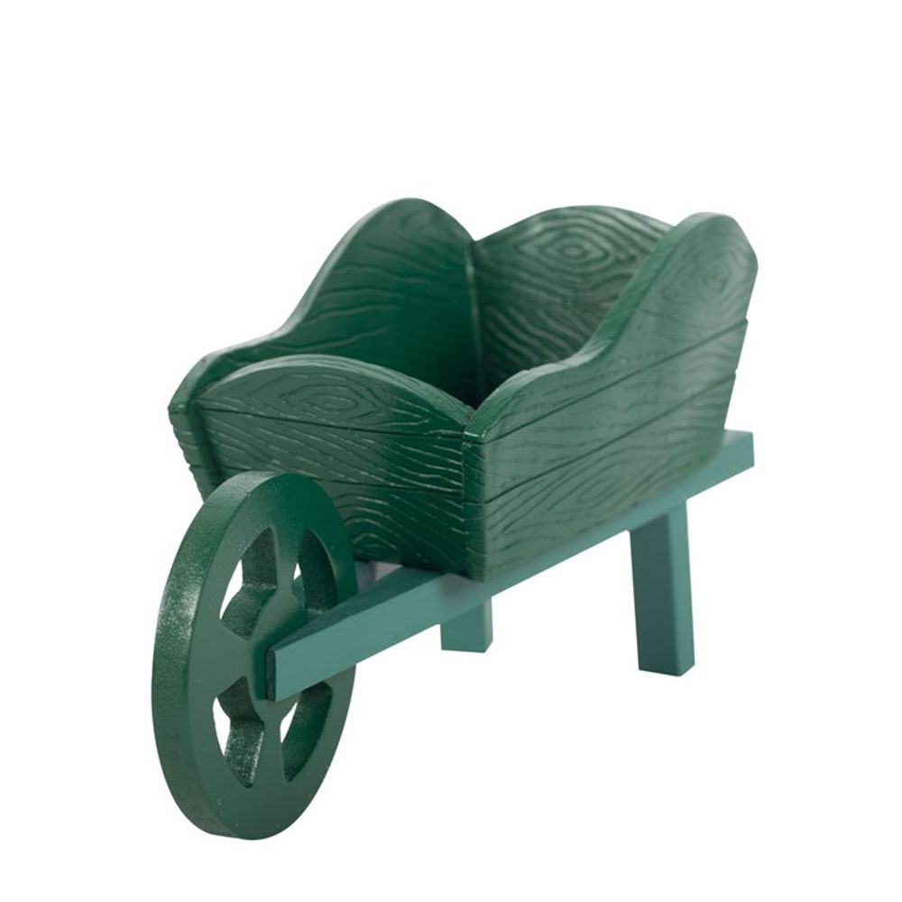 Green Resin Wheelbarrow Planter N/A