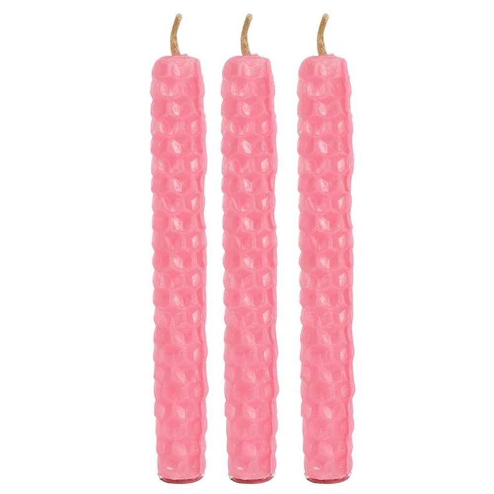 Set of 6 Pink Beeswax Spell Candles N/A