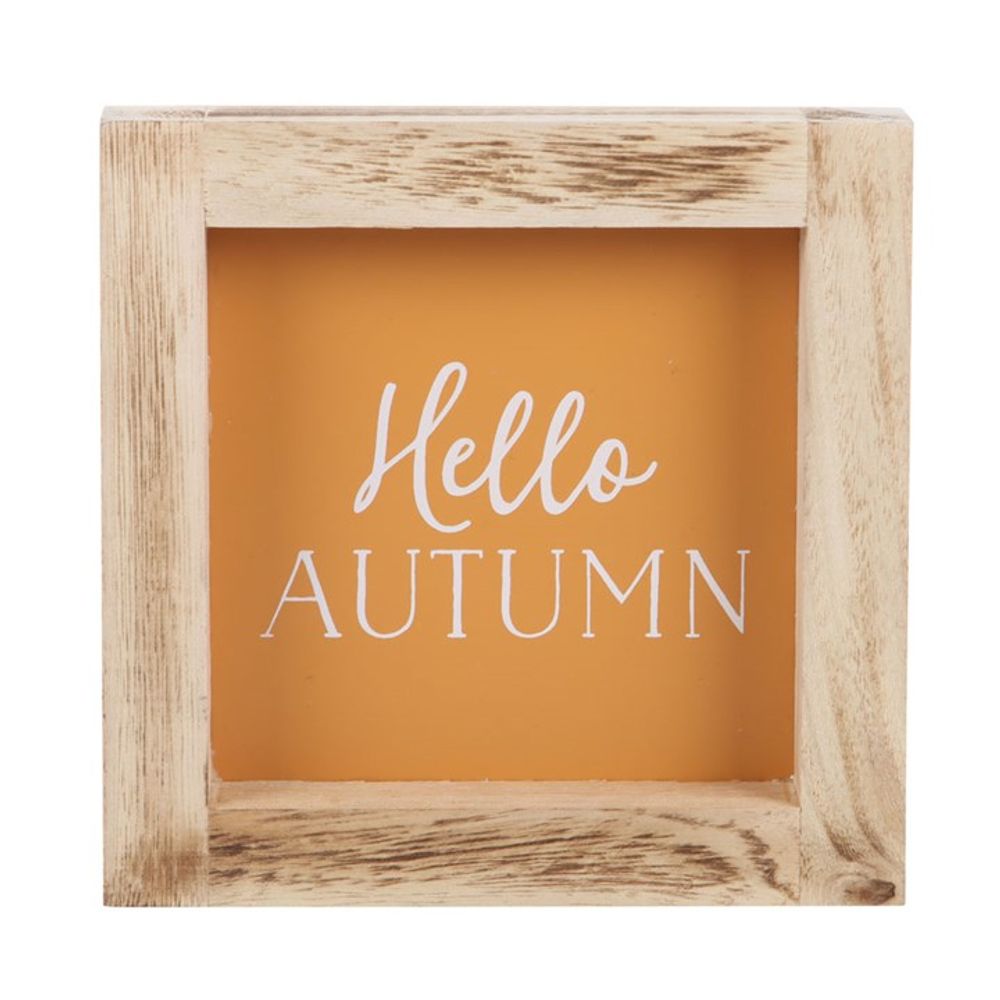 Orange Hello Autumn Wooden Frame Sign N/A