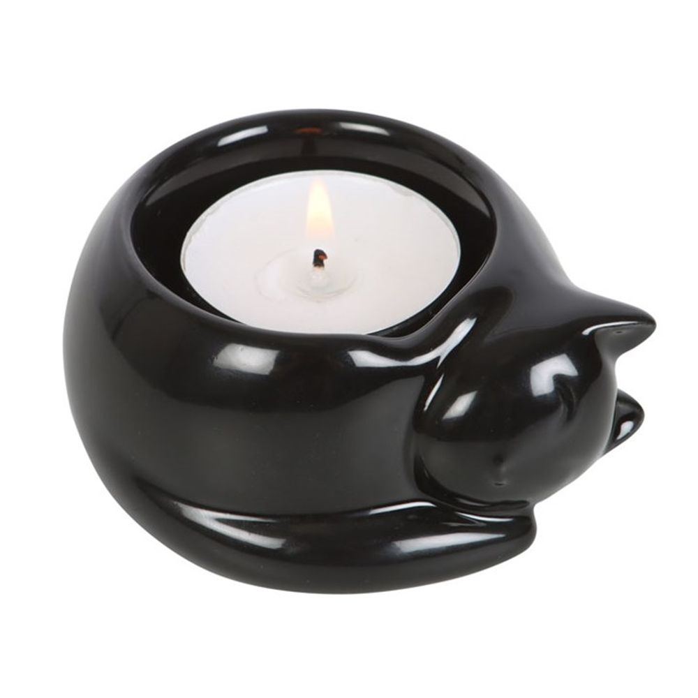 Black Cat Ceramic Tealight Candle Holder N/A