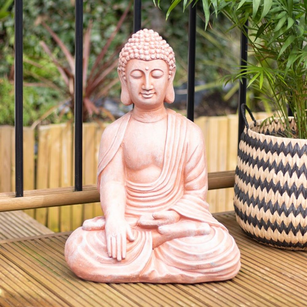 Terracotta Effect 52cm Sitting Garden Buddha N/A