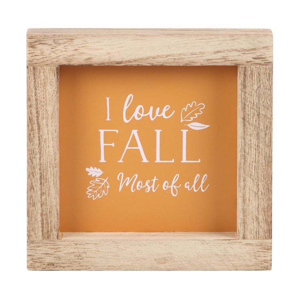 Orange I Love Fall Most of All Wooden Frame Sign N/A