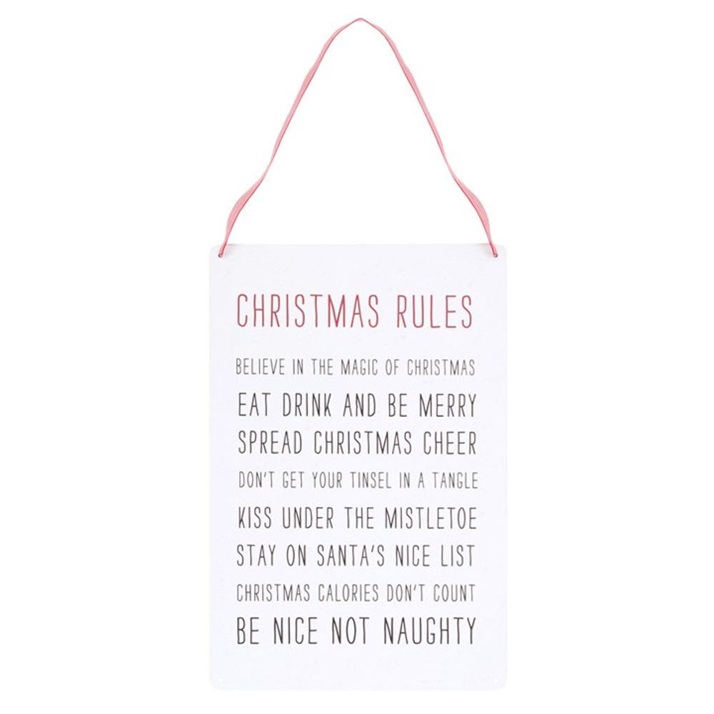 30cm Christmas Rules Metal Hanging Sign N/A