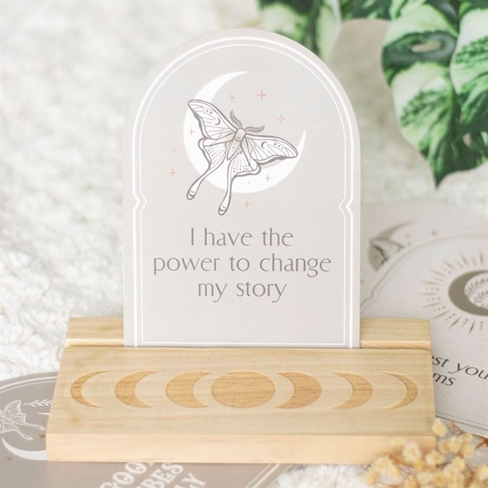 Luna Moth Affirmation Cards with Wooden Stand N/A