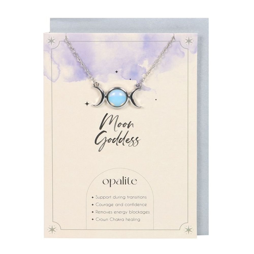 Opalite Triple Moon Necklace Card N/A