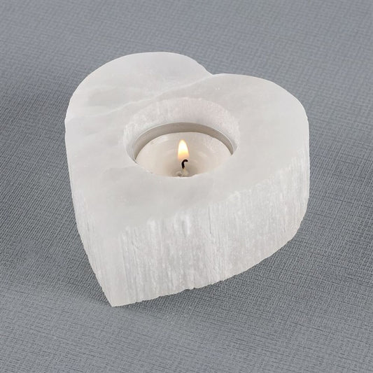 Selenite Heart Tealight Holder N/A