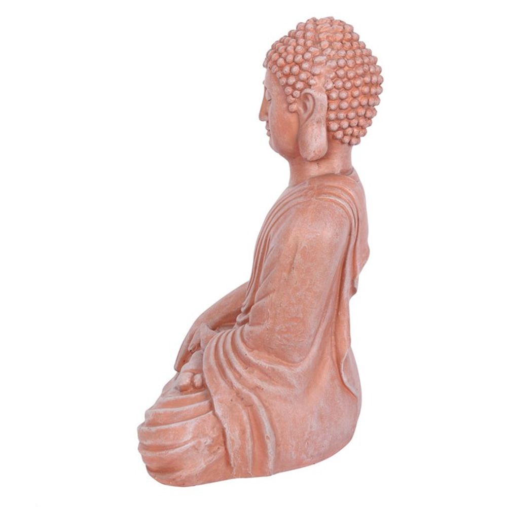 Terracotta Effect 52cm Sitting Garden Buddha N/A