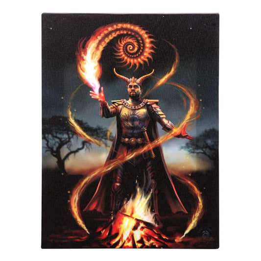 19x25cm Fire Element Wizard Canvas Plaque by Anne Stokes N/A