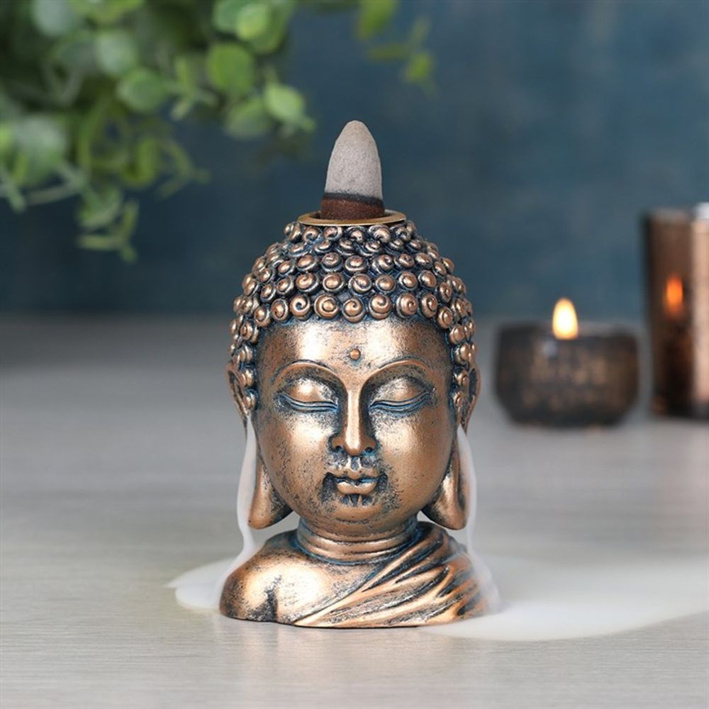 Bronze Buddha Head Backflow Incense Burner N/A