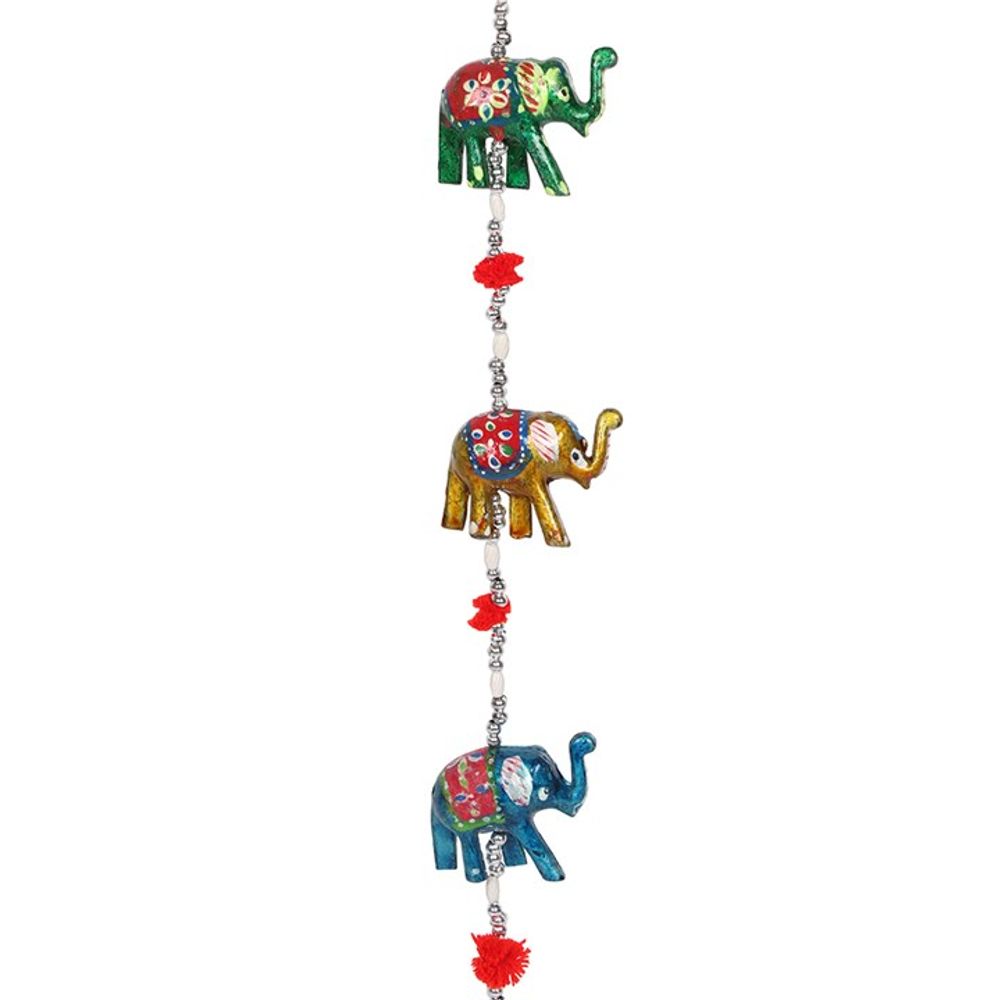 Wooden Hanging Elephant Decoration with Bell N/A