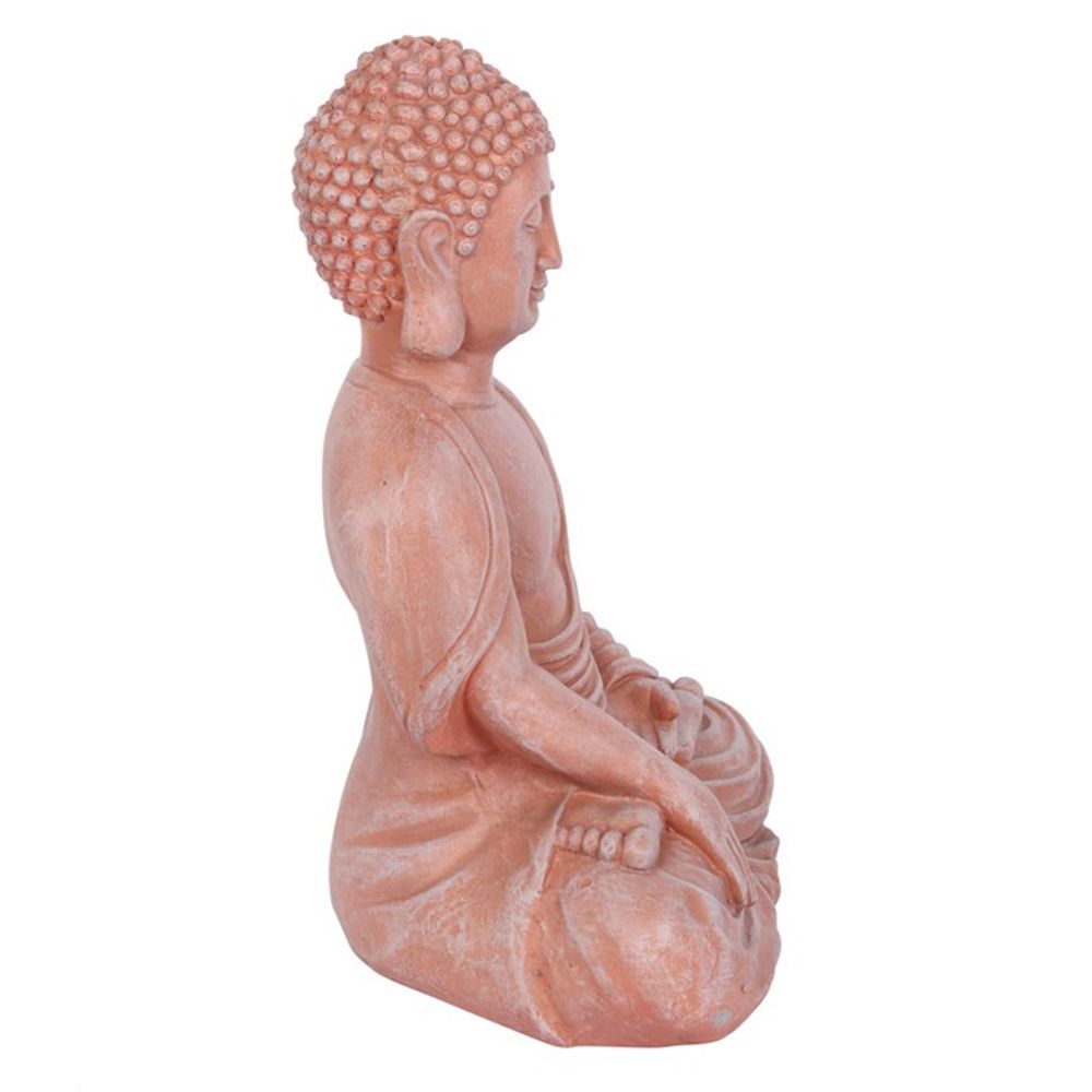 Terracotta Effect 52cm Sitting Garden Buddha N/A