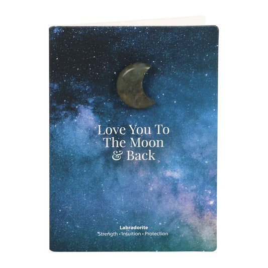 Moon & Back Labradorite Crystal Moon Greeting Card N/A