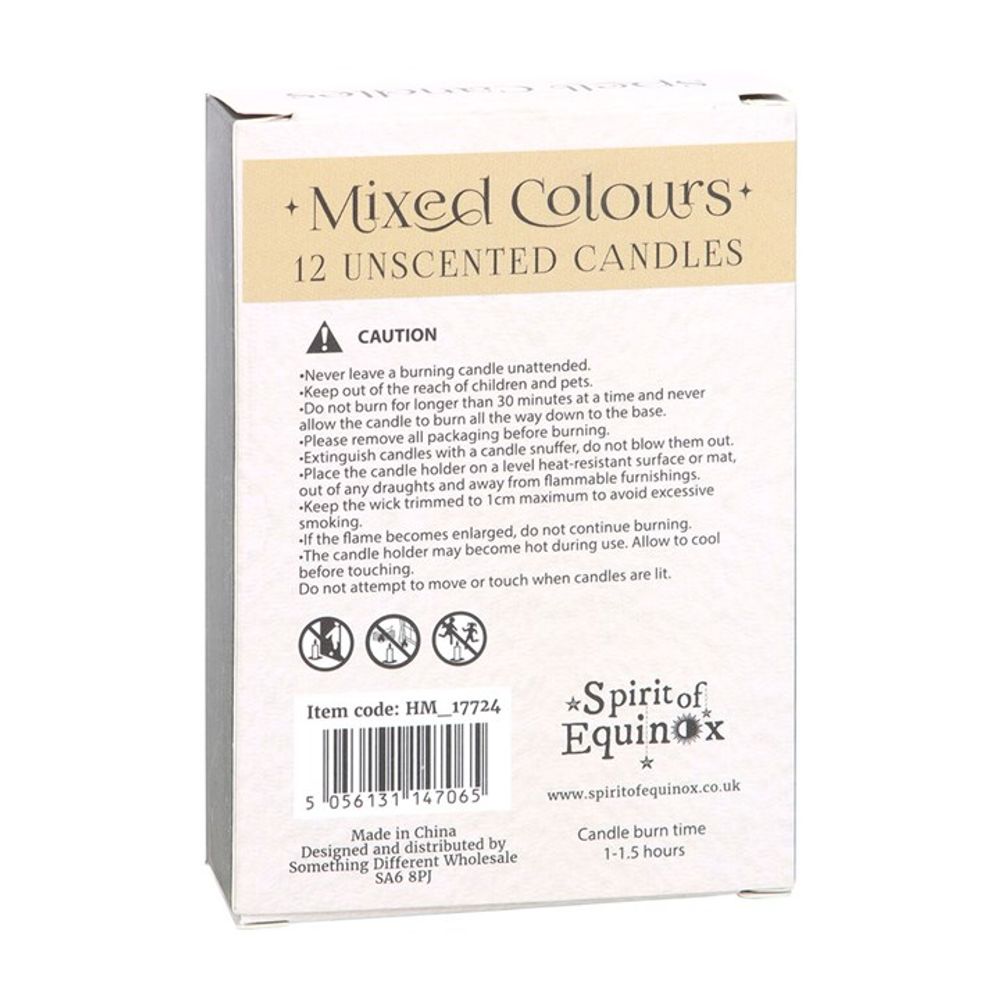 Pack of 12 Mixed Colour Spell Candles N/A