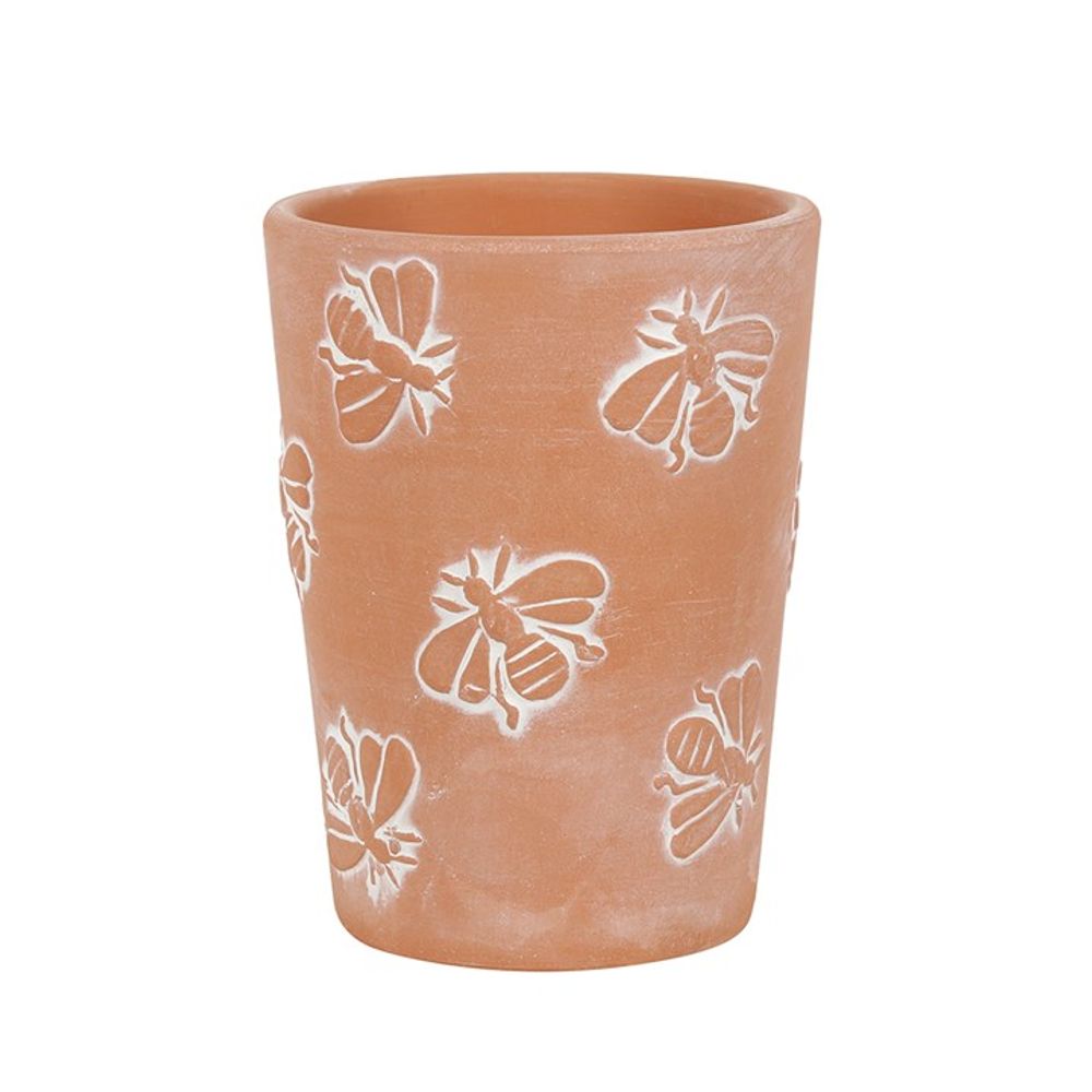 Small Terracotta Bee Pattern Plant Pot N/A