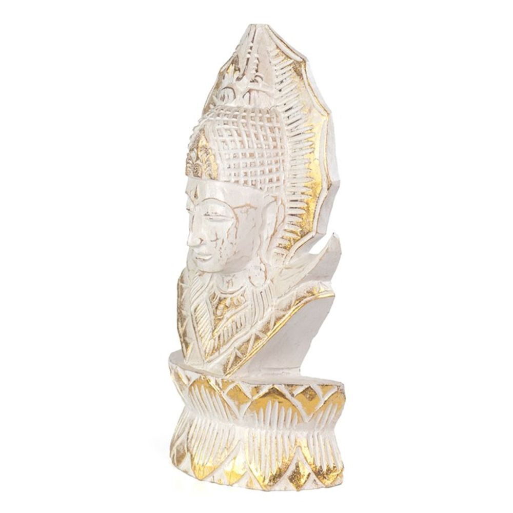 Whitewash Albasia Wood Thai Buddha N/A