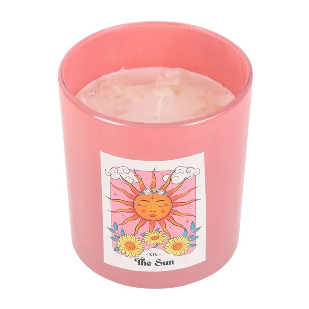 The Sun Rose Quartz Crystal Chip Candle N/A