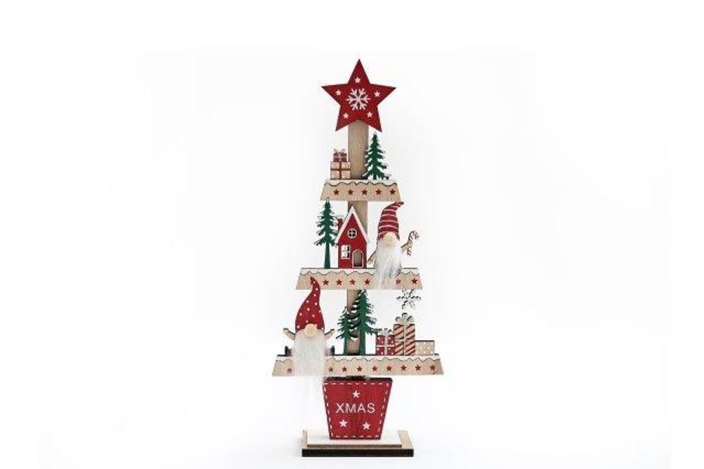 29.5cm Wooden Gonk Tree Standing Decoration N/A