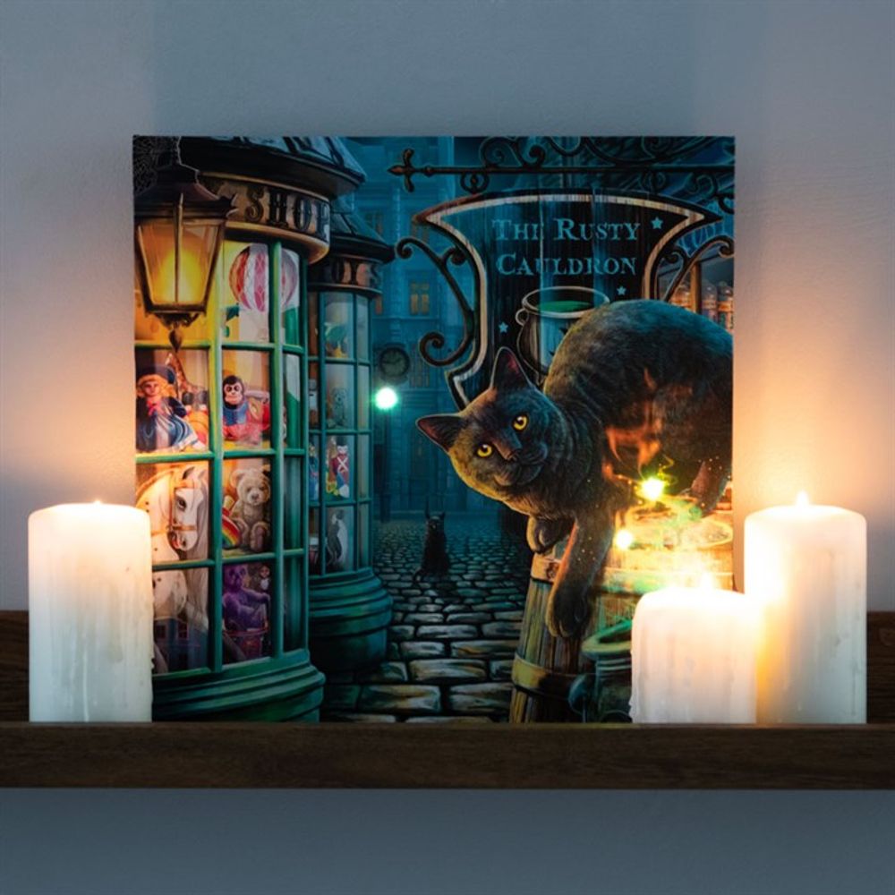 The Rusty Cauldron Light Up Canvas Plaque by Lisa Parker N/A