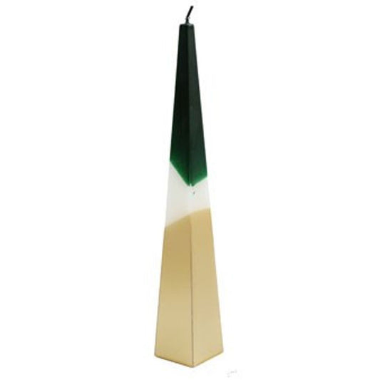 32cm Green and Gold Pyramid Candle N/A