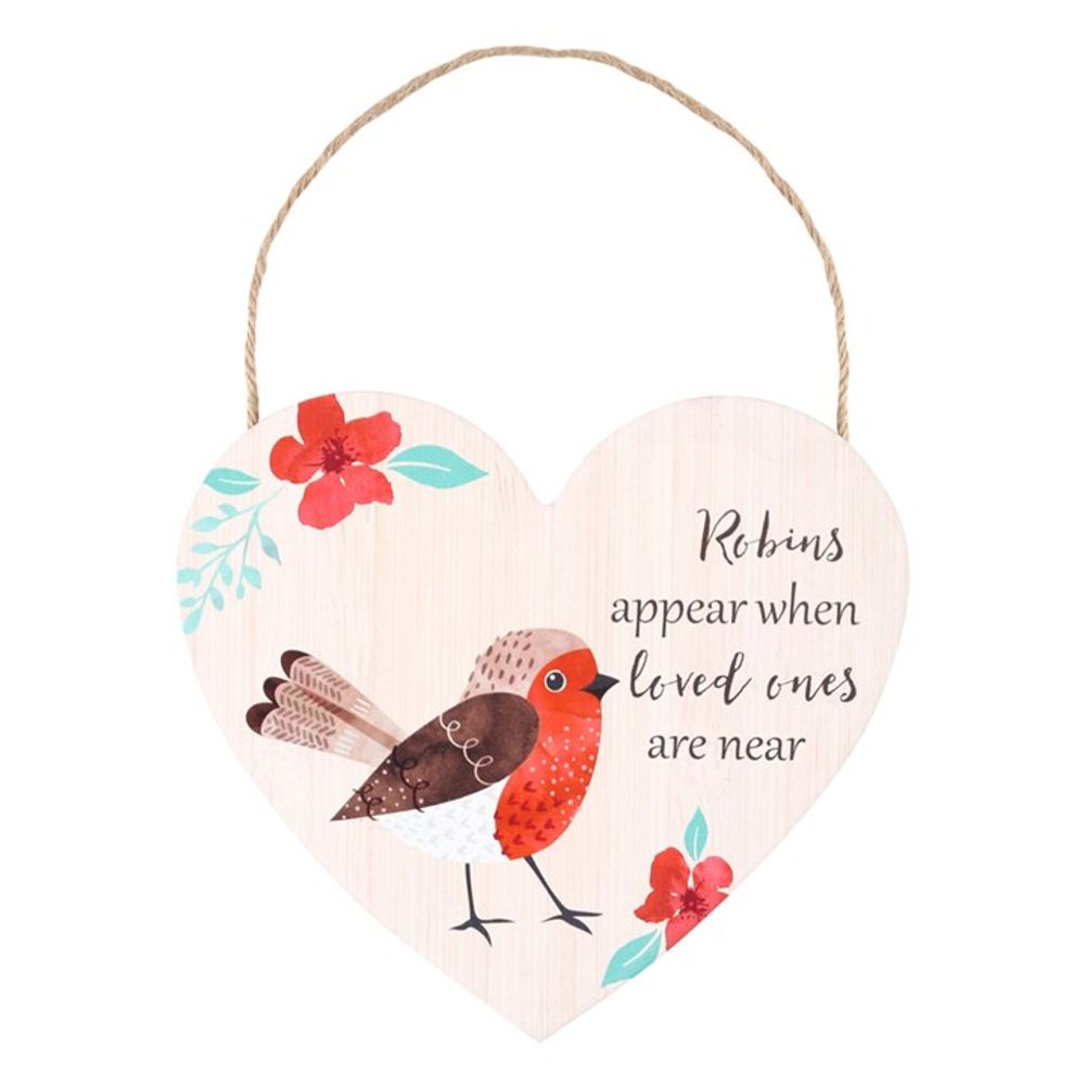 Loved Ones Winter Robin Hanging Heart Sign N/A