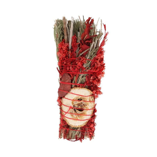 6in Ritual Wand Smudge Stick with Rosemary, Sage and Red Jasper N/A